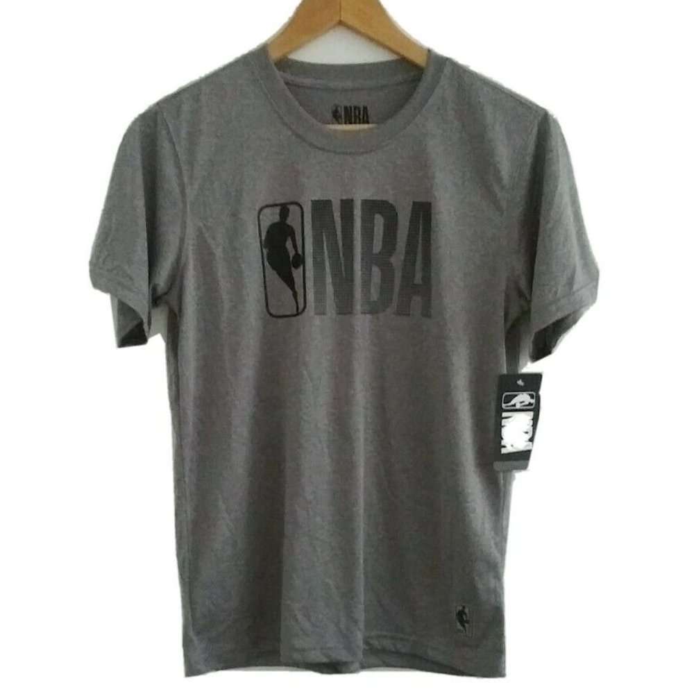 NWT Boys NBA Logo Gray Shirt Top Kids T-shirt L